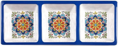 Certified International 28188 Melamine Heavy Weight Collection Portofino 3-Section Relish Tray, 450 Grams, 14.5-inch Length