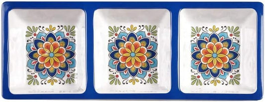 Certified International 28188 Melamine Heavy Weight Collection Portofino 3-Section Relish Tray, 450 Grams, 14.5-inch Length