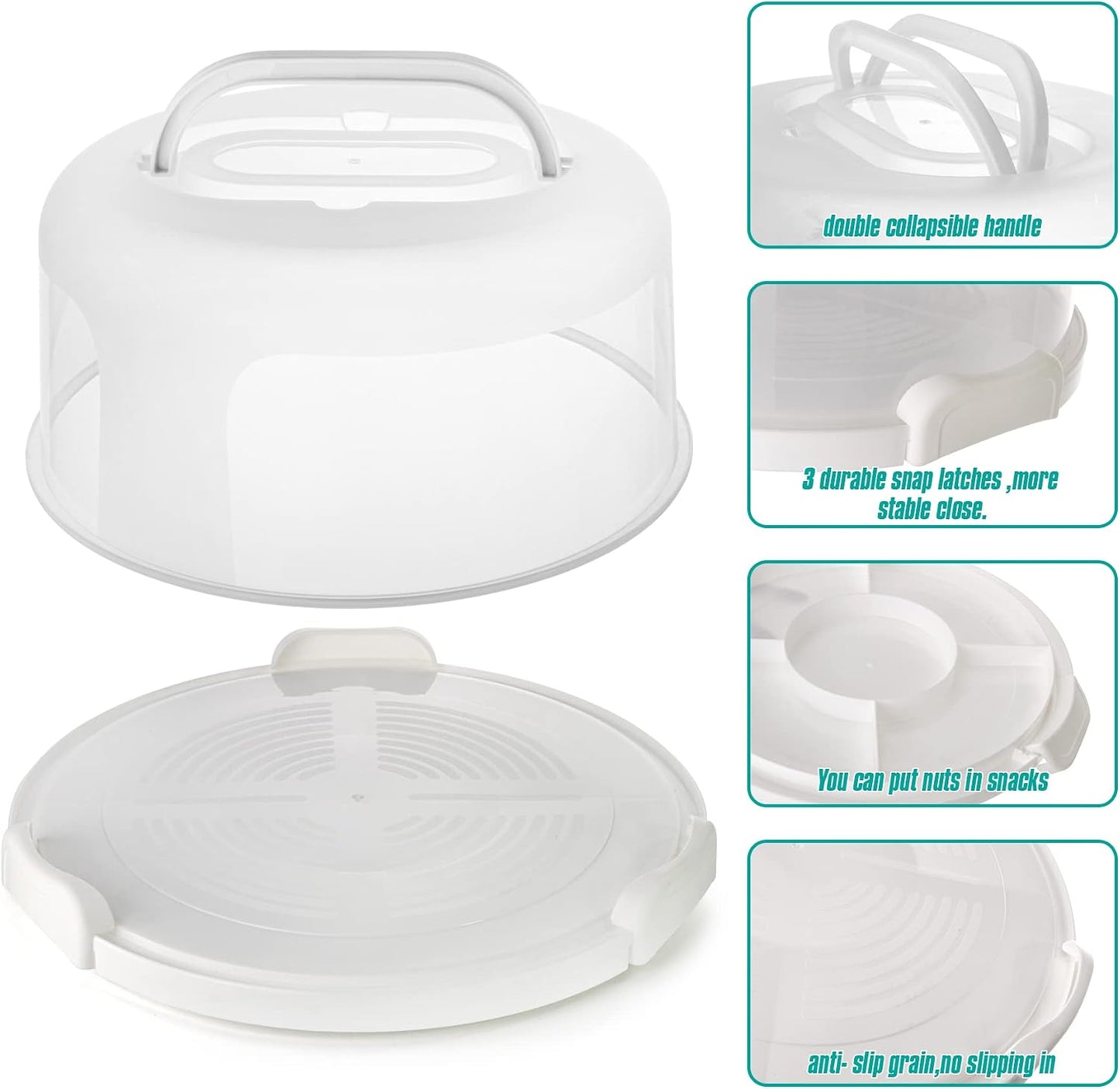 Zoofen Plastic Cake Carrier with Handle 10in Cake Holder Cake Stand with Lid Pink Cake Container for 10in Cake Round Cake Carrier for Transport