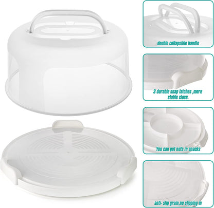 Zoofen Plastic Cake Carrier with Handle 10in Cake Holder Cake Stand with Lid Pink Cake Container for 10in Cake Round Cake Carrier for Transport