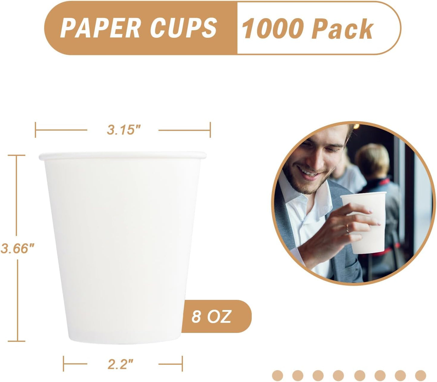Lamosi 100 Pack 5 oz Paper Cups, Disposable Small Bathroom Cups 5oz, Mini Espresso Cups for Mouthwash, Travel, Party, Picnics, Home