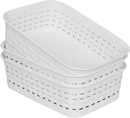 Soddeph Plastic Storage Baskets for Cabinets, Household Pantry Organization with Handle,Organizer Bins for Room,Bathrooms,Under-Sink,Kitchen (Black, L-3PACK)