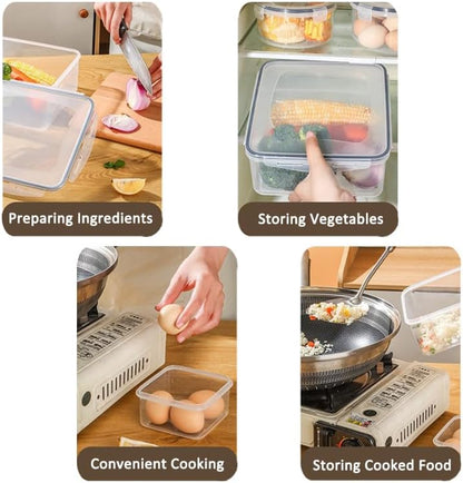 4 Pcs Food Storage Containers with Lids Airtight, 4 Sizes Sets(74oz+40.5oz+20oz+10oz), Plastic Meal Prep Containers, Dishwasher & Microwave & Refrigerator Safe, for Meal Prep & Freezer, Rectangular