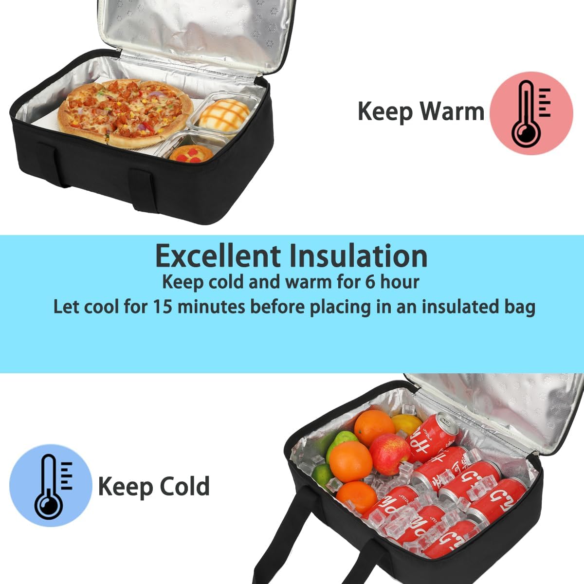 GYEUKHAM Insulated Casserole Carrier Bag - Large Portable Hot and Cold Food Storage Tote with Handles Thermal Bag for Parties, Picnics, Camping, Travel,Fits 9"x13" Baking Dish,Grey