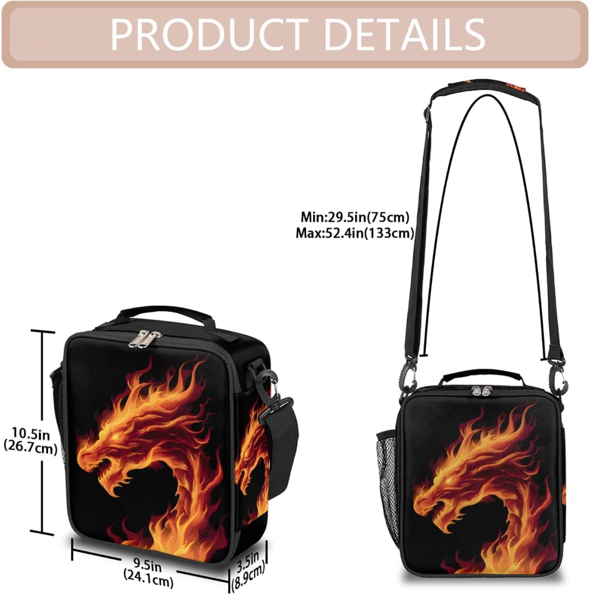 cfpolar Skull Skateboard Lunch Box for Boys Girls, Insulated Lunch Bags for Kids Reusable Mini Cooler Lunch Tote Lunchbox Thermal Meal Tote Kit with Shoulder Strap for Work School Picnic
