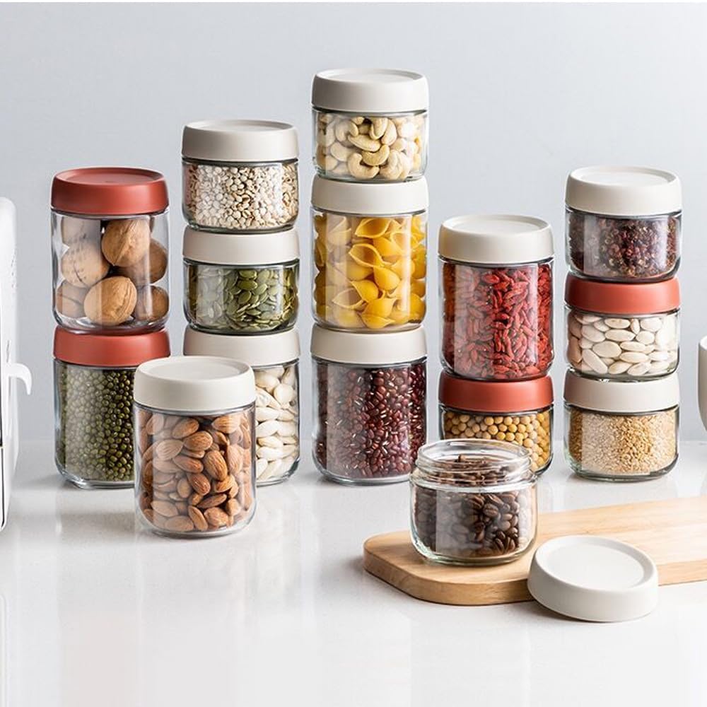 3Pack Overnight Oats Containers with Lids,10oz Glass Jar with Scew Lid,Salad Dressing Fruit Veggies Sauce Snacks Meal Prep Food Containers,Spice Jars,Wide Mouth Storage Containers