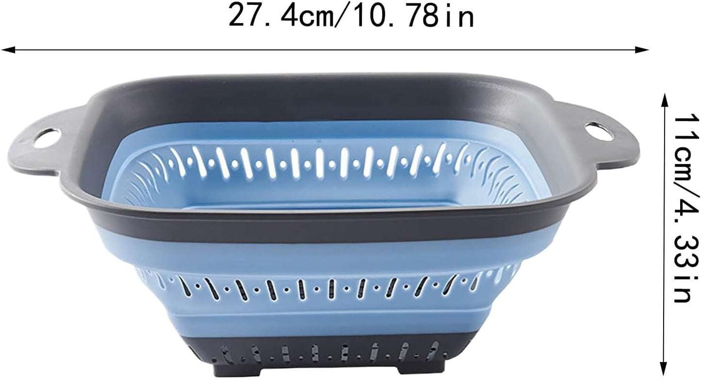 Collapsible Kitchen Colander and Strainer Set - Round Folding Food Strainer, Space-Saving Silicone Colander for Pasta, Vegetables & Fruits, Dishwasher-Safe Colander, Easy Storage Colander for Kitchen