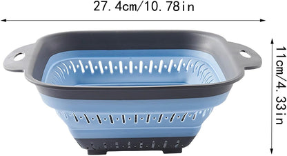 Collapsible Kitchen Colander and Strainer Set - Round Folding Food Strainer, Space-Saving Silicone Colander for Pasta, Vegetables & Fruits, Dishwasher-Safe Colander, Easy Storage Colander for Kitchen