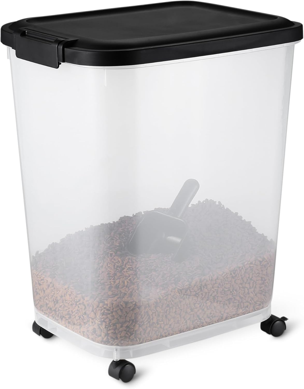 Amazon Basics Pet Food Storage Container with Rolling Wheels, BPA-Free, Detachable Scoop, 50lbs Capacity