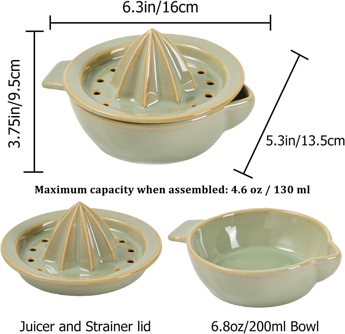 Ceramic Citrus Lemon Orange Juicer Manual Squeezer, Hand Juicer Reamer