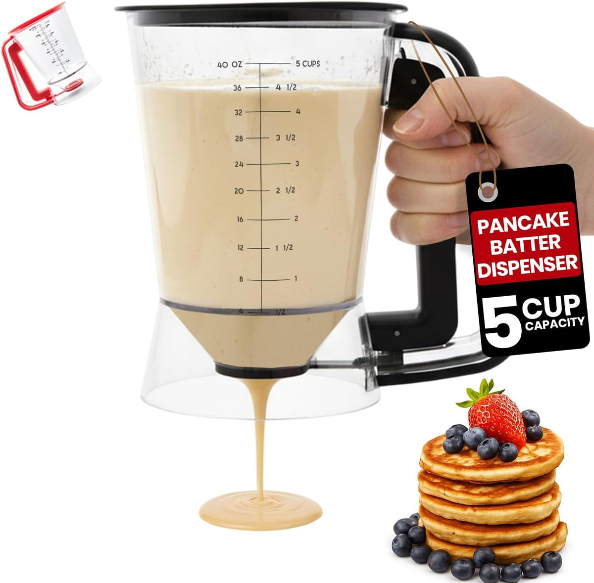 Eggssentials Pancake Batter Dispenser with Squeeze Handle Pancake Dispenser