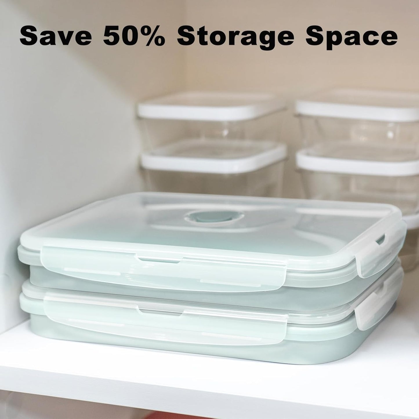 Large Silicone Food Storage Containers 68oz/2000ml 4 Pack | Collapsible Meal Prep Containers, Airtight Leakproof Lid, Containers for Camping, Microwave Freezer Dishwasher Safe
