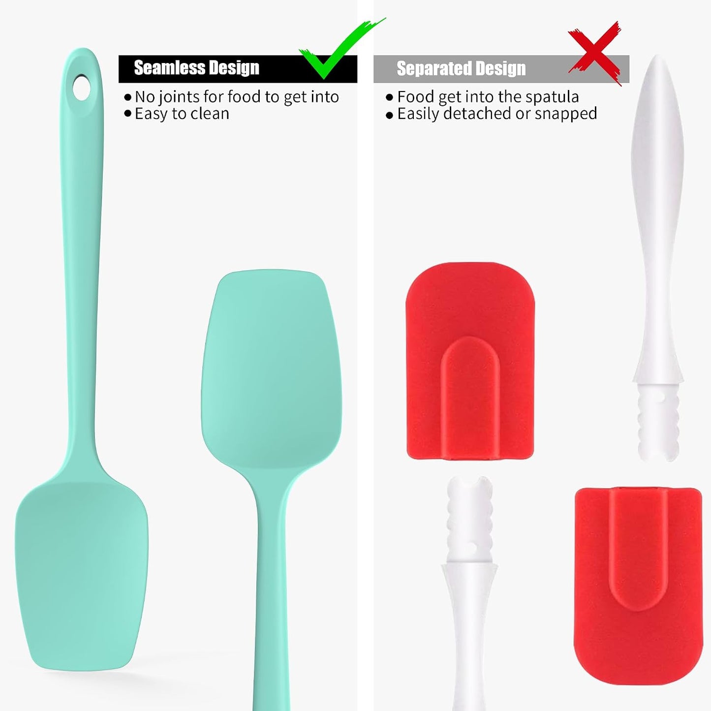 Heat Resistant Silicone Spoon Spatulas, Doosu 600°F High Temp Flexible Cooking Spoons Kitchen Spoonula Scratch-Proof for Mixing Stirring Scraping Serving Non-Stick Cookware (Set of 3, Multi-4)