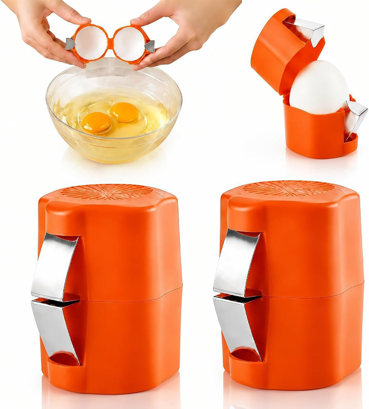 Egg Shell Opener, 2-in-1 for Raw & Boiled Eggs，Orange