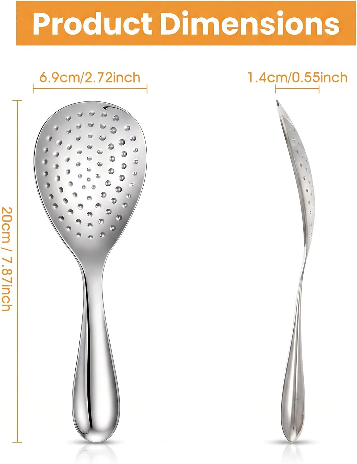 Ymapinc Rice Scooper, 7.87" Stainless Steel Non Stick Rice Paddle