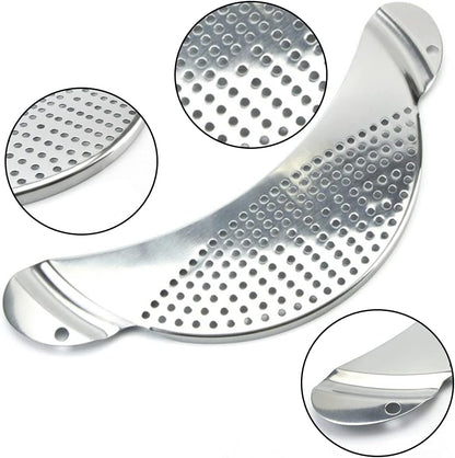Half‑Moon Stainless Steel Pan Strainer, Pot Drainer for Cookware