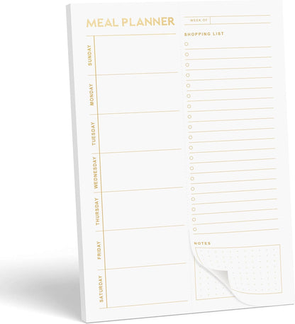 Magnetic Meal Planning Pad for Fridge 52 Undated Tear-off Sheets, 6x9 Inch Meal Planning Notepad for Meal Planner & Grocery List with Magnet, Weekly Meal Planner with Tear Off Shopping List
