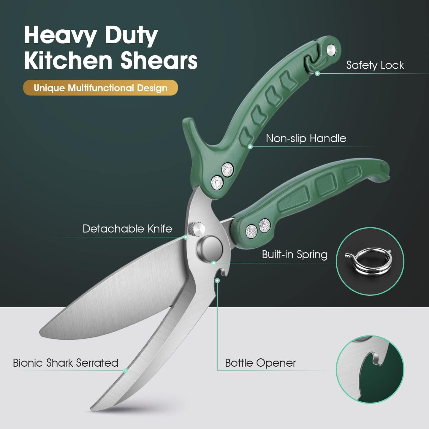 DRAGON RIOT Heavy Duty Poultry Shears - A Must Have Kitchen Shears for Chicken and Meat Cutting - Dishwasher Safe and Stainless Food Kitchen Scissors for Thanksgiving