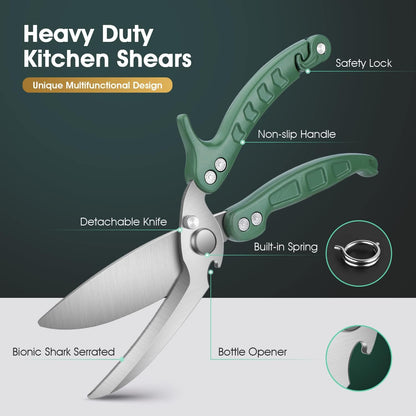DRAGON RIOT Heavy Duty Poultry Shears - A Must Have Kitchen Shears for Chicken and Meat Cutting - Dishwasher Safe and Stainless Food Kitchen Scissors for Thanksgiving