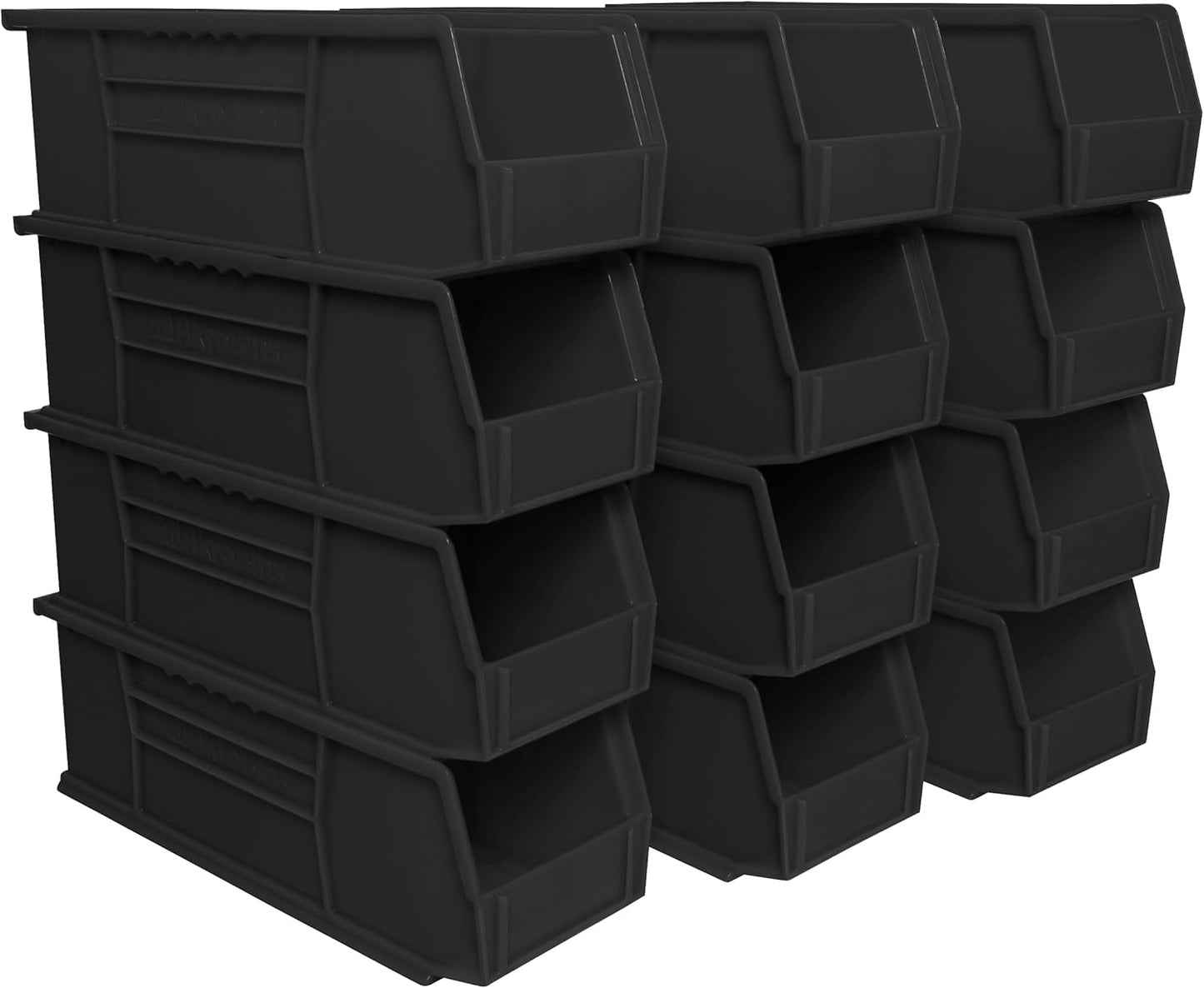 Akro-Mils 30234 AkroBins Plastic Storage Bins, Space-Saving Stackable Bins for Garage, Pantry, Craft Organization, 15" x 5" x 5", Clear, 12-Pack