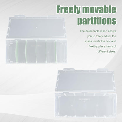 3Pcs Plastic Storage Bins, Clear Plastic Organizer Box with Dividers, with 5 Dividers, Dust-Proof And Moisture-Proof, Easy to Take, for Storing Cards, Jewelry, Crafts(9.45 × 3.94 × 2.76 Inches)