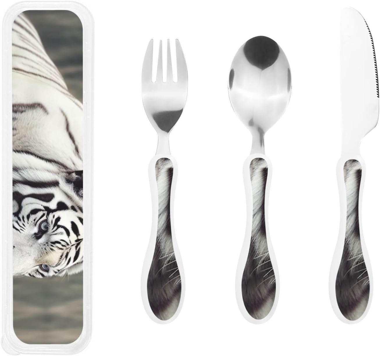 3-Piece Kids Silverware Set With Storage Case, Stainless Steel Reusable Children Safe Knife Spoon Fork Set Butterfly On Beautiful Flower Children Flatware Set For Kids Lunch Box