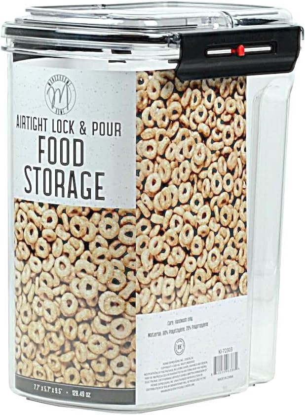 Airtight Lock & Pour Food Storage Container – 12 Cup (3 Qt) BPA-Free Dispenser for Cereal, Rice, Flour, Pasta, Pet Food, Sugar, and Dry Goods – Easy Grip & Flip-Top Lid