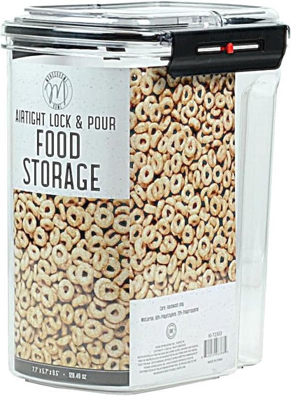 Airtight Lock & Pour Food Storage Container – 12 Cup (3 Qt) BPA-Free Dispenser for Cereal, Rice, Flour, Pasta, Pet Food, Sugar, and Dry Goods – Easy Grip & Flip-Top Lid