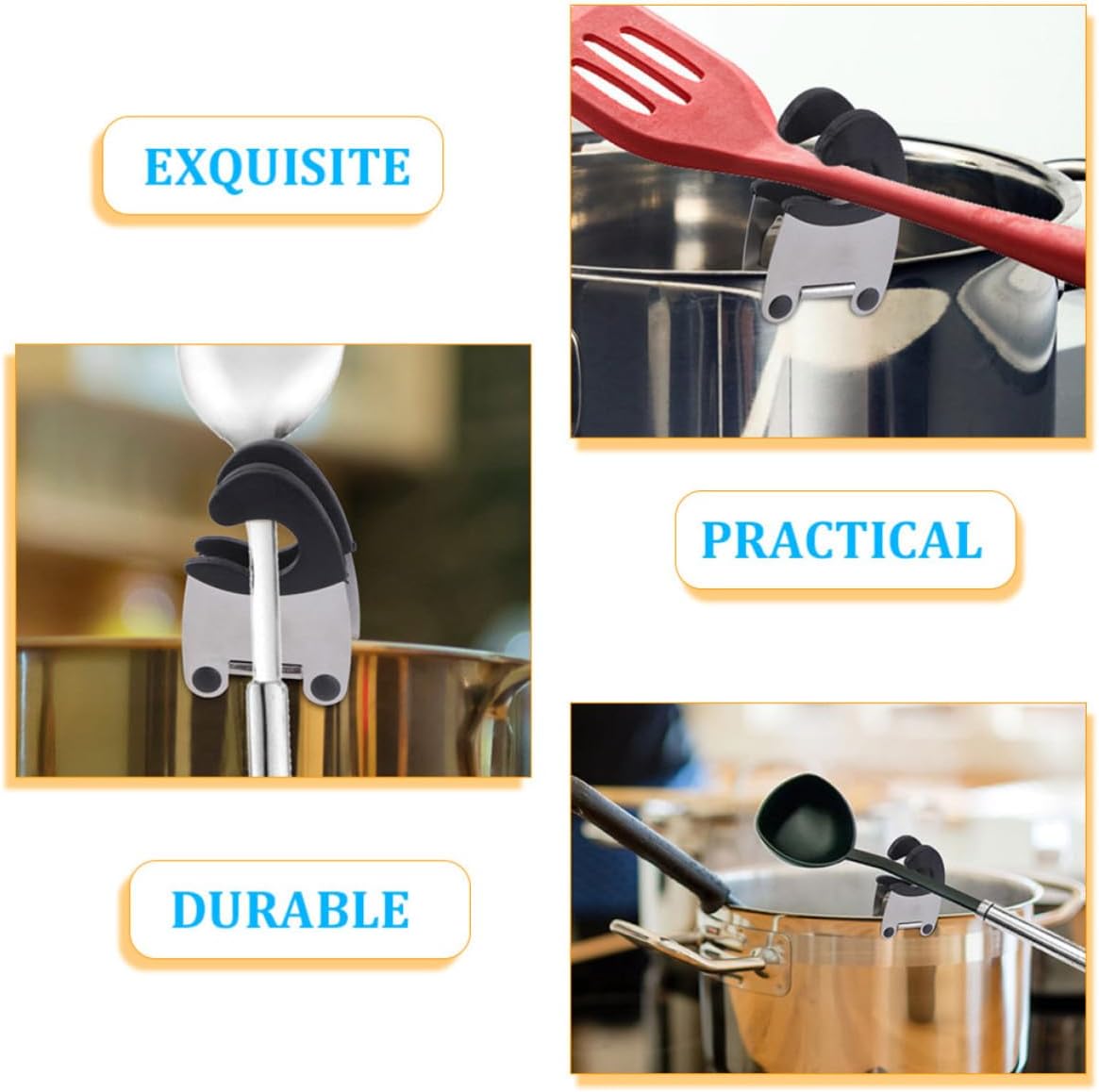 4pcs Stainless Steel Spoon Holder Clip for Pot,