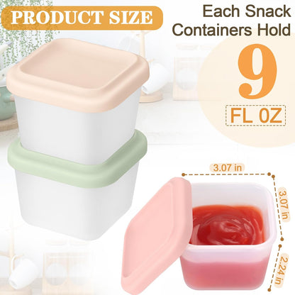 8 Pack 9 oz Silicone Snack Container for Kids, Reusable Silicone Food Storage Containers with Lid, Meal Prep Storage for Fruit, Kids Lunch Box for Travel, Home (Multicolor 8 Pack)