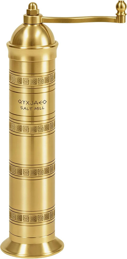 Brass Salt Grinder, 8 Inch Gold Manual Salt Mill with Ceramic Core