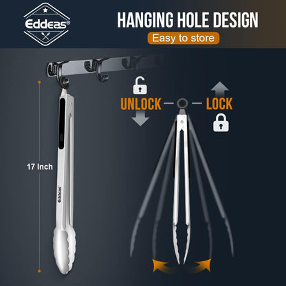 Eddeas Kitchen Tweezers Tongs, Cooking Tweezers Stainless Steel - 3 Size 12'' 10'' & 8 inch Ideal for Meat, pasta, plating and pinching delicate small pieces of food, Set of 3