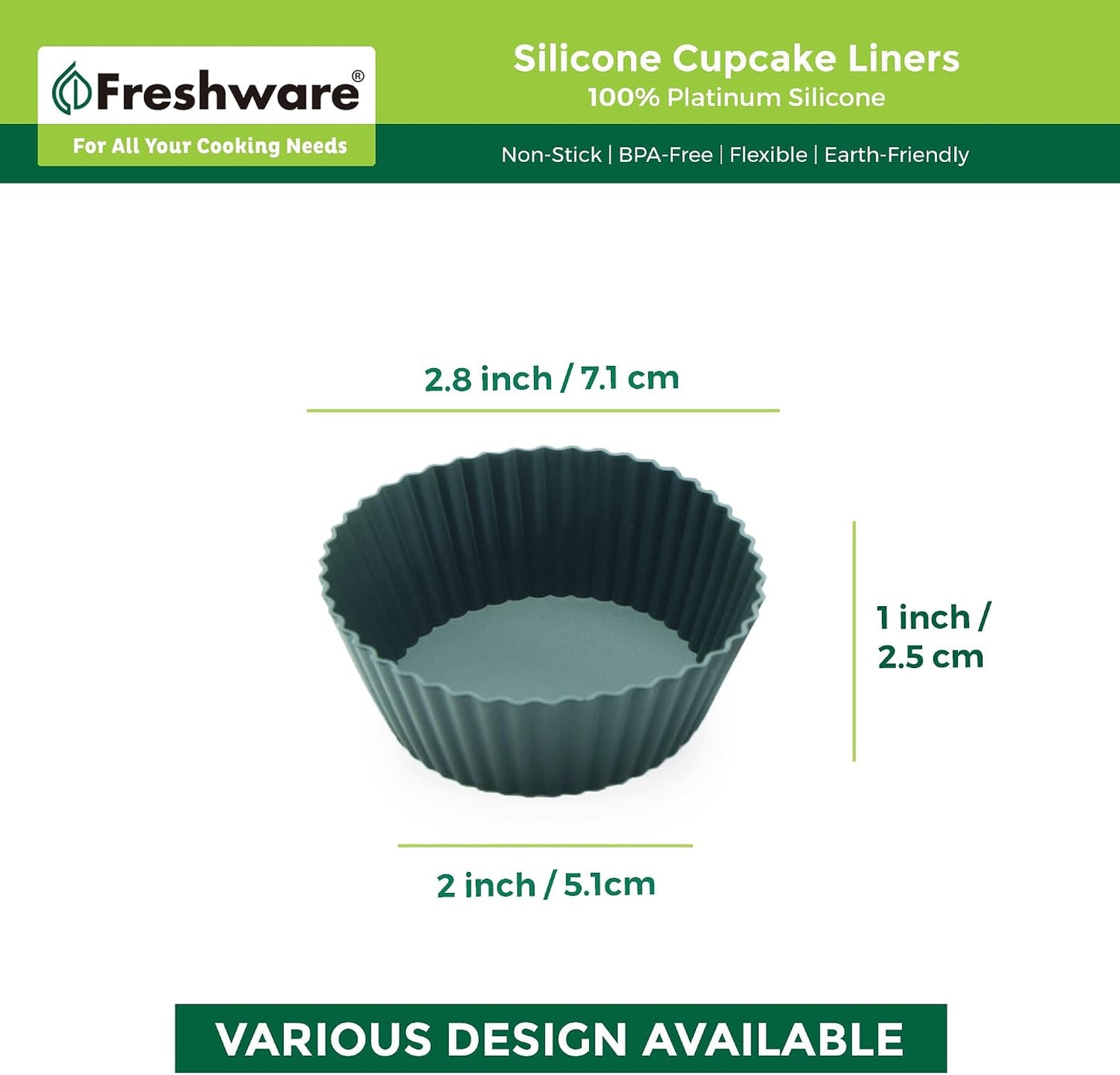 Freshware Cupcake Liners, Pack of 12 Silicone Muffin Cups, 3 Inch Baking Cups, Reusable & Non-stick Cupcake Liners for Party Halloween Christmas, Flower