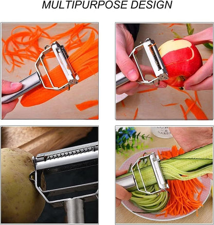 1 pcs cooler depot Vegetable Peeler, Julienne Vegetable Peeler, Stainless Steel Multifunctional peeler scraper,Shredder, Double-Sided Blade Potato Peelers for Carrot Cucumber Apple Veggie Fruit