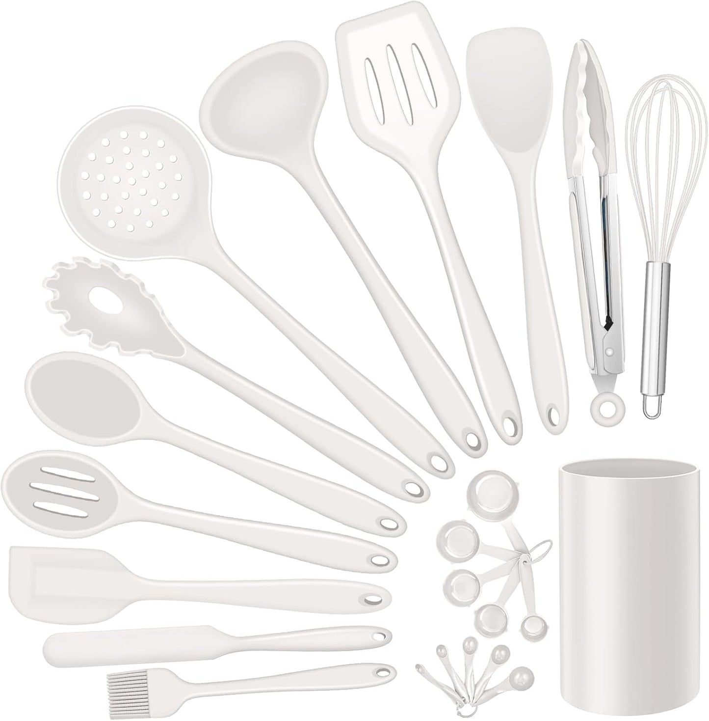 E-far Silicone Cooking Utensils Set, 7-Piece Black Heat Resistant Kitchen Utensils Set, Kitchen Nonstick Tools Spatula Ladle Spoon Pasta Server for Non-stick Cookware, Non-Toxic & Dishwasher safe