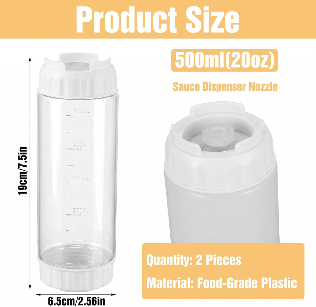 2 Pcs 16 oz Inverted Squeeze Bottles, Valve Condiment Dispenser (Black)