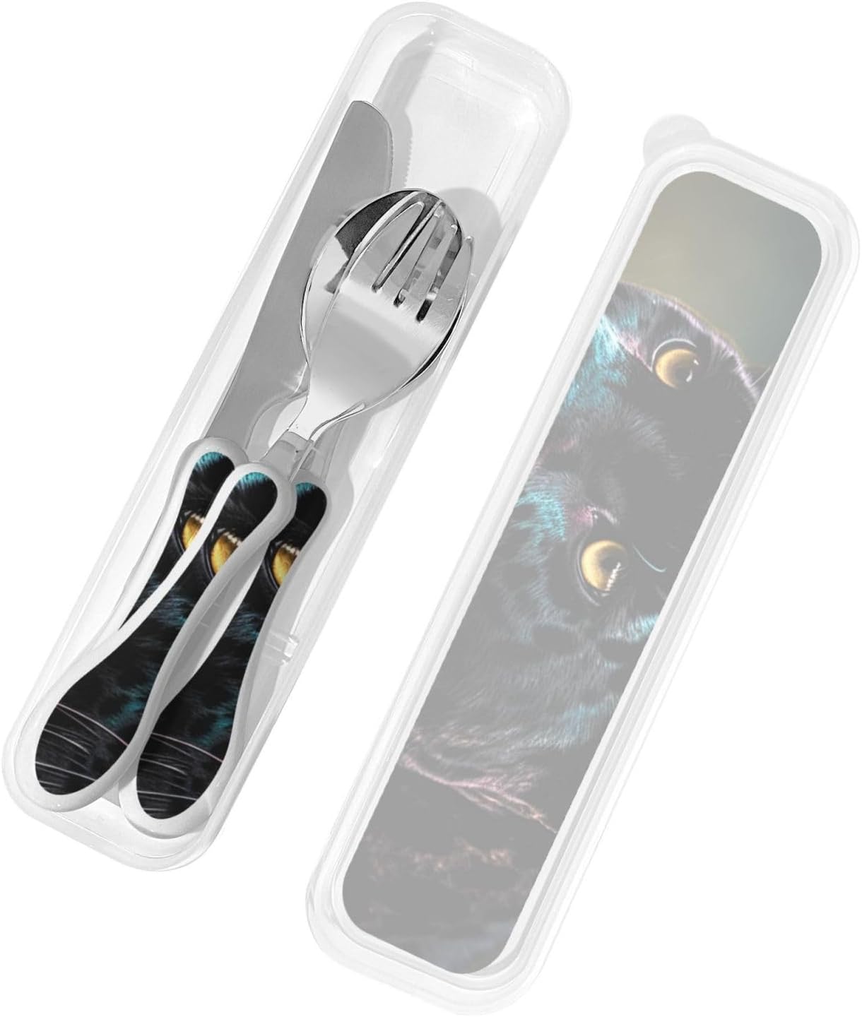 3-Piece Kids Silverware Set With Storage Case, Stainless Steel Reusable Children Safe Knife Spoon Fork Set Blue Active Girl Running Sunset Children Flatware Set For Kids Lunch Box - Colors C