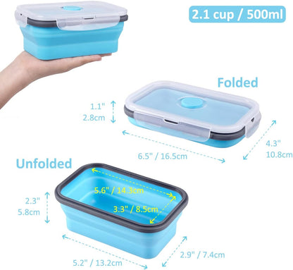 Collapsible Food Storage Containers with Lids, 4 Pack, 40 oz Silicone 1-Compartment Meal Prep Containers Reusable, Lunch Bento Boxes for Adults, Microwave Freezer Dishwasher Safe, BPA-Free, Black