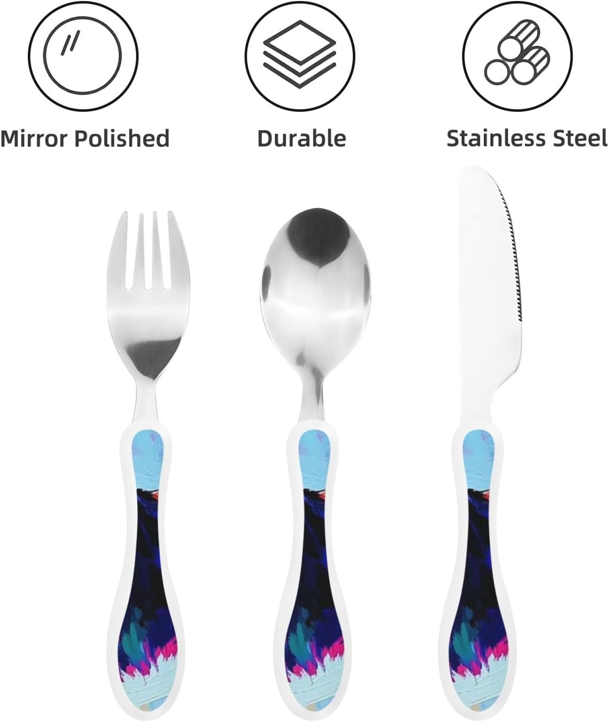 3-Piece Kids Silverware Set With Storage Case, Stainless Steel Reusable Children Safe Knife Spoon Fork Set Chinese Celadon Peacock Children Flatware Set For Kids Lunch Box