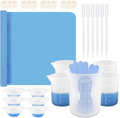 KISREL Silicone Measuring Cups for Resin, Resin Supplies with 600&100ml Cups, Resin Mixing Cups, Silicone Stir Sticks, Epoxy Mixing Cup