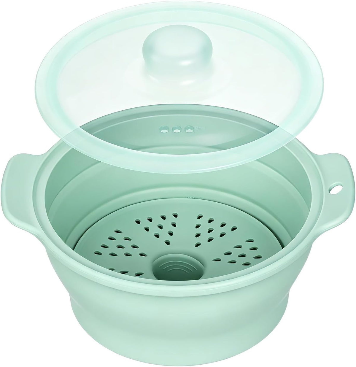 Collapsible Silicone Microwave Vegetable Steamer with Removable Steam Rack,42oz Heat-Resistant Cooker with Steam Holes,Easy to Store Freezer Dishwasher Safe,BPA Free (Grey)