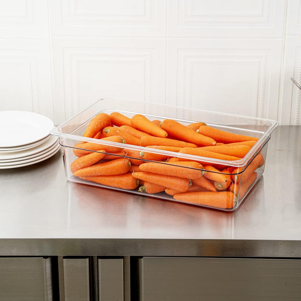 Restaurantware-2.5 Inch Deep Food Pans, 1 1/6 Size Commercial Food Storage Container - Freezable, Break-Resistant, Clear Plastic Cold Pans, Dishwashable, For Kitchens, Restaurants, Or Cafeterias