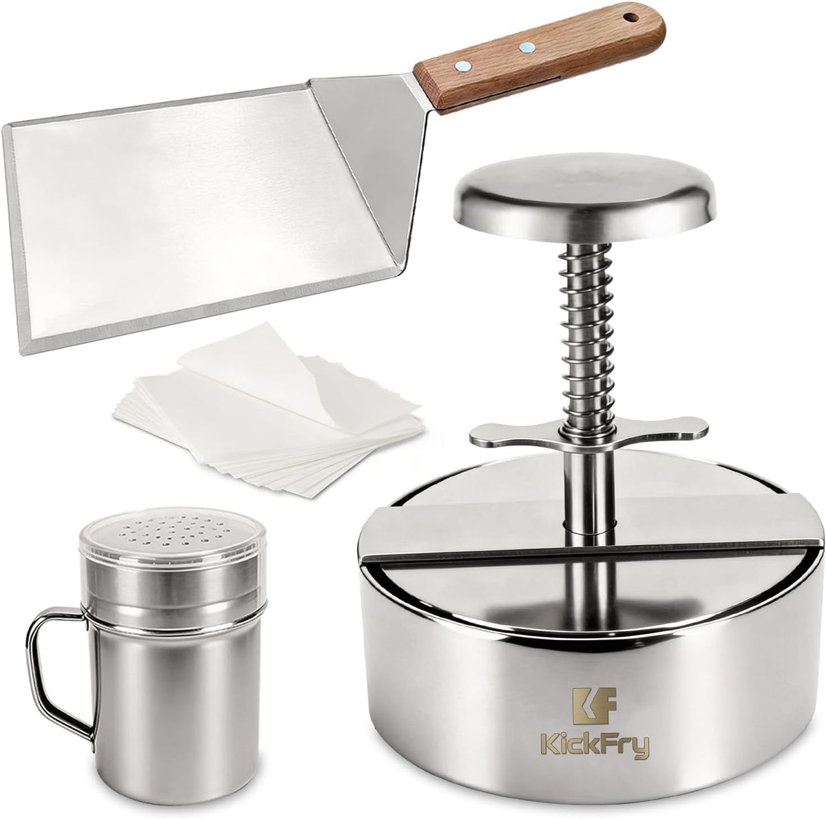 KickFry Hamburger Press Patty Maker - 4.5" Stainless Steel Patty Press Mold