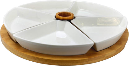 Elama Signature 12 1/4 Inch 6pc Lazy Susan Appetizer and Condiment Server Set
