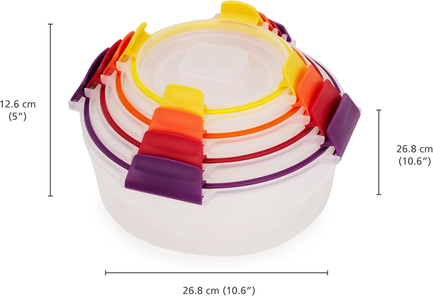 Joseph Joseph Nest Lock Plastic BPA Free Food Storage Container Set with Lockable Airtight Leakproof Lids, 10-Piece, Multi-Color