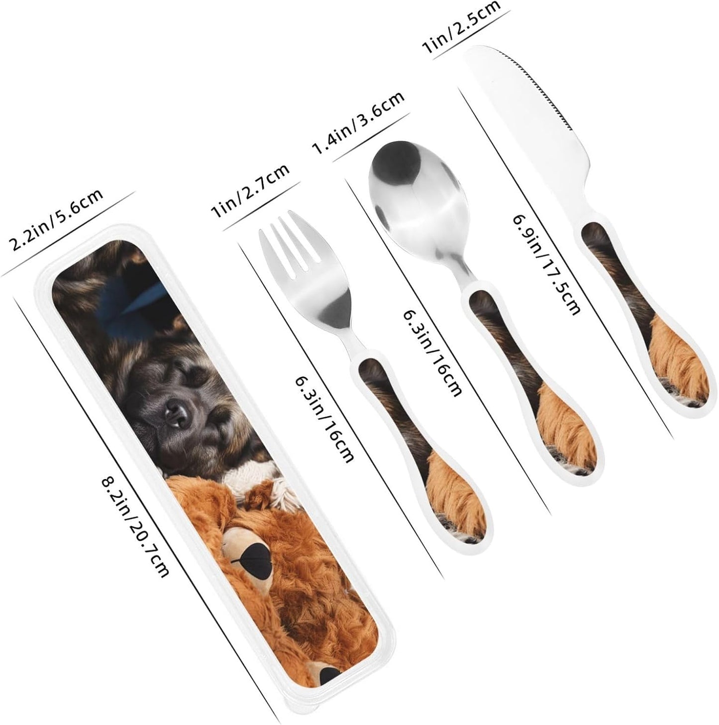 3-Piece Kids Silverware Set With Storage Case, Stainless Steel Reusable Children Safe Knife Spoon Fork Set Dragonfly Insects Flowers Children Flatware Set For Kids Lunch Box