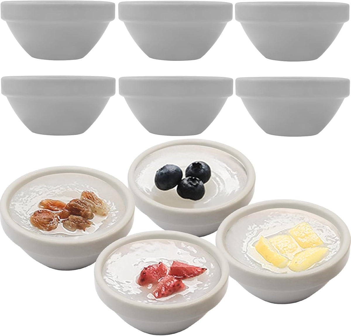 3in 2.5oz Small Clear Glass Ramekins Custard Bowls, 10 Pack Mini Glass Dipping Sauce Cups Pinch Bowl, Little Kitchen Condiment Ingredient Prep Salad Dishes, Dishwasher Microwave Freezer Safe