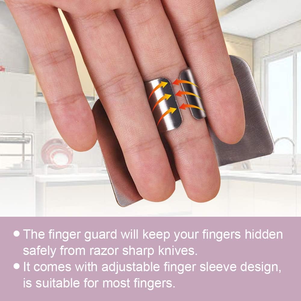 Promifun Finger Guards for Cutting, 8 Pcs Stainless Steel Finger Protector for Cutting Food, Knife Guard, Chopping Protector for Dicing and Slicing in Kitchens