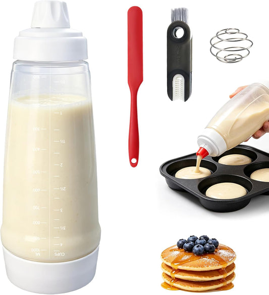 Pancake Batter Dispenser Bottle,34oz,BPA-Free Dishwasher-Safe