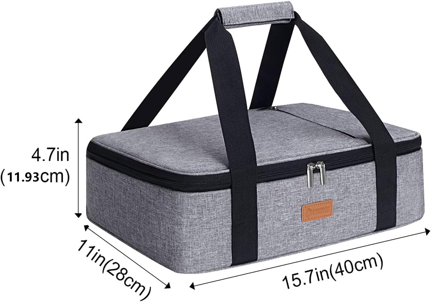 Casserole Carrier for Hot or Cold Food, Expandable Insulated Bag, Perfect Lasagna Holder Tote for Potlucks, Picnics, Beaches, Traveling, Fits 15.7" * 11" Baking Dish, Lunch Bag Gray (1PC)